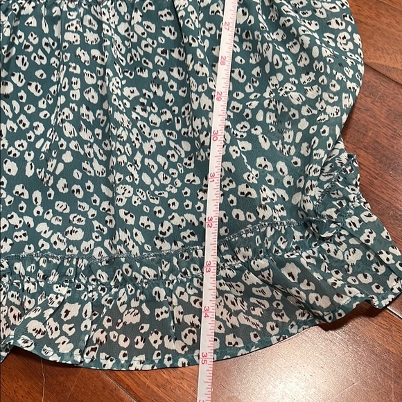 Blue White Long Sleeve V-Neck Sundress Ruffle Smocked Tiered Sheer Lined Small - Picture 6 of 10